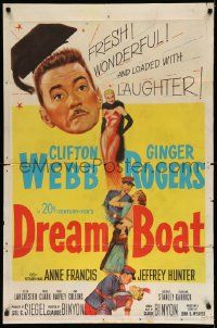 2t300 DREAM BOAT 1sh '52 sexy Ginger Rogers was professor Clifton Webb's co-star in silent movies!