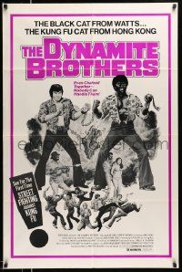 2t303 DYNAMITE BROTHERS 1sh '73 blaxploitation, Kung Fu Cat from Hong Kong & Black Cat from Watts!
