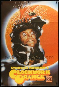 2t225 CLOCKWORK ORANGE English 1sh R82 Stanley Kubrick classic, different art of Malcolm McDowell