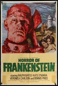 2t443 HORROR OF FRANKENSTEIN English 1sh '71 Hammer horror, close up art of monster with axe!
