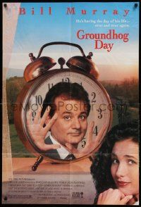2t414 GROUNDHOG DAY 1sh '93 Bill Murray, Andie MacDowell, directed by Harold Ramis!