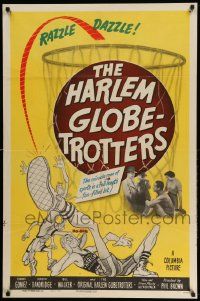 2t422 HARLEM GLOBETROTTERS 1sh '51 cool different art, black African-American basketball!
