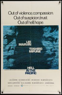 2t429 HELL IN THE PACIFIC 1sh '69 Lee Marvin, Toshiro Mifune, directed by John Boorman!