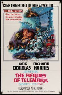 2t436 HEROES OF TELEMARK 1sh '66 Kirk Douglas & Richard Harris stop Nazis making atom bomb!