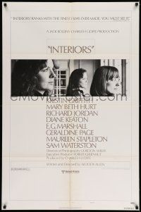 2t466 INTERIORS style B 1sh '78 Diane Keaton, Mary Beth Hurt, directed by Woody Allen!