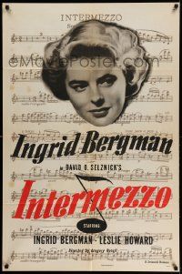 2t467 INTERMEZZO 1sh R56 beautiful Ingrid Bergman is in love with violinist Leslie Howard!