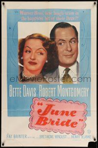 2t491 JUNE BRIDE 1sh '48 Bette Davis & Robert Montgomery in the happiest hit of their lives!