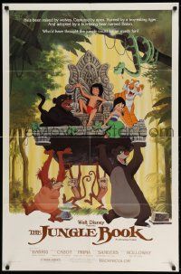 2t493 JUNGLE BOOK 1sh R84 Walt Disney cartoon classic, great image of Mowgli & friends!