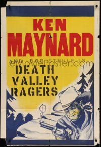 2t499 KEN MAYNARD 1sh '40s cool close up western artwork, Death Valley Rangers!