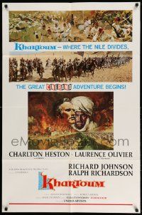 2t500 KHARTOUM Cinerama style B 1sh '66 Frank McCarthy art of Charlton Heston & Laurence Olivier!