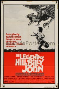 2t530 LEGEND OF HILLBILLY JOHN 1sh '74 witches & devils, funny horror image of bird swooping down!