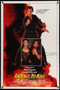 2t537 LICENCE TO KILL 1sh '89 Timothy Dalton as James Bond, sexy Carey Lowell & Talisa Soto!