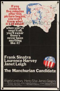 2t581 MANCHURIAN CANDIDATE 1sh '62 art of Frank Sinatra, directed by John Frankenheimer!