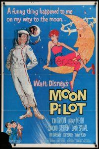 2t625 MOON PILOT 1sh '62 Disney, Tom Tryon, Dany Saval, wacky space man and moon girl art!