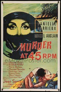 2t632 MURDER AT 45 RPM 1sh '59 Meurtre en 45 Tours, Danielle Darrieux, French!