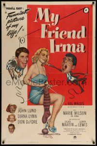 2t635 MY FRIEND IRMA 1sh '49 first Dean Martin & Jerry Lewis, wacky image, sexy Marie Wilson!