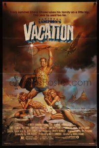 2t642 NATIONAL LAMPOON'S VACATION 1sh '83 art of Chevy Chase, Brinkley & D'Angelo by Boris Vallejo