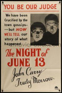 2t646 NIGHT OF JUNE 13 style A 1sh '32 Clive Brook & Lila Lee are crucified by the town gossips!