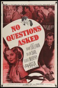 2t655 NO QUESTIONS ASKED 1sh '51 treacherous Arlene Dahl is a double-crossing doll, Barry Sullivan