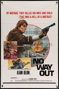 2t657 NO WAY OUT 1sh '77 Tony Arzenta, cool artwork of Alain Delon pointing gun!