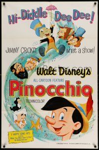 2t700 PINOCCHIO 1sh R62 Disney classic fantasy cartoon about a wooden boy who wants to be real!