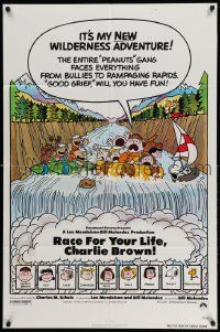 2t733 RACE FOR YOUR LIFE CHARLIE BROWN 1sh '77 Charles M. Schulz, art of Snoopy & Peanuts gang!