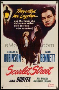 2t803 SCARLET STREET 1sh R53 Fritz Lang film noir, Edward G. Robinson, Joan Bennett, Dan Duryea