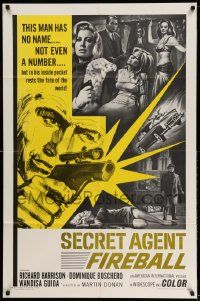 2t805 SECRET AGENT FIREBALL 1sh '66 Bond rip-off, the man with no name, not even a number!