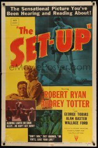 2t815 SET-UP style A 1sh '49 art of fallen boxer Robert Ryan in the ring, Robert Wise classic!