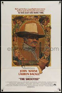 2t824 SHOOTIST 1sh '76 best Richard Amsel artwork of cowboy John Wayne & cast!