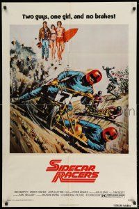 2t826 SIDECAR RACERS 1sh '75 motorcycle racing from Down Under, two guys, one girl, no brakes!