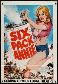 2t835 SIX PACK ANNIE teaser 1sh '75 too young to care, too fast to catch, and she's legal now!