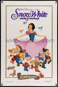 2t848 SNOW WHITE & THE SEVEN DWARFS 1sh R87 Walt Disney animated cartoon fantasy classic!