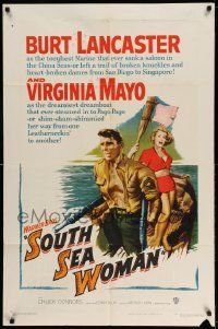 2t856 SOUTH SEA WOMAN 1sh '53 leatherneckin' Burt Lancaster & sexy Virginia Mayo!