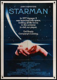 2t871 STARMAN int'l 1sh '84 alien Jeff Bridges & Karen Allen, hands holding glowing energy sphere!