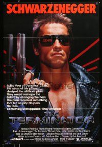 2t905 TERMINATOR 1sh '84 classic image of cyborg Arnold Schwarzenegger, no border design!