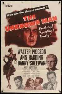 2t946 UNKNOWN MAN 1sh '51 Walter Pigeon, Ann Harding, who are the sinister powers?