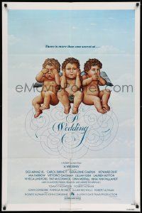 2t963 WEDDING 1sh '78 Robert Altman, artwork of cute cherubs by R. Hess!