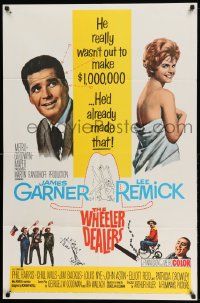2t967 WHEELER DEALERS 1sh '63 James Garner, sexy Lee Remick wrapped only in a sheet!