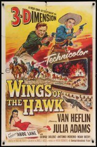 2t975 WINGS OF THE HAWK 3D 1sh '53 Boetticher directed, 3-D, Van Heflin w/gun, Julia Adams!
