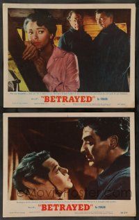 2w846 BETRAYED 2 LCs '54 Clark Gable, Victor Mature & sexy brunette Lana Turner!