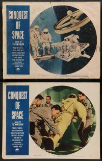 2w862 CONQUEST OF SPACE 2 LCs '55 George Pal sci-fi, see how it will happen in your lifetime!