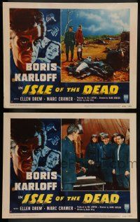 2w897 ISLE OF THE DEAD 2 LCs R53 Boris Karloff, gaping graves, walking dead, unseen vampires!