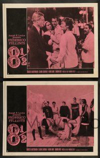 2w588 8 1/2 4 LCs '63 Federico Fellini classic, cool images of Marcello Mastroianni!