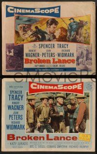 2w093 BROKEN LANCE 8 LCs '54 Robert Wagner between Jean Peters & Spencer Tracy!