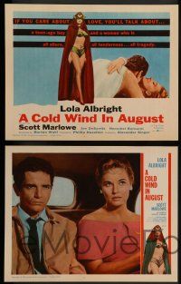 2w109 COLD WIND IN AUGUST 8 int'l LCs '61 great images of Scott Marlowe, sexy Lola Albright!