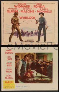 2w416 WARLOCK 8 LCs '59 cool images of cowboys Henry Fonda & Richard Widmark, Anthony Quinn!