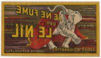 2x559 JE NE FUME QUE LE NIL French 7x13 cigarette crate label '10s great Cappiello elephant art!