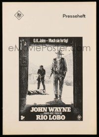 2x281 RIO LOBO German 8x12 press booklet '71 Howard Hawks directed, John Wayne, great cowboy image!