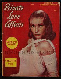 2x969 PRIVATE LOVE AFFAIRS Canadian magazine April 1940s sexy cover photo of Veronica Lake!